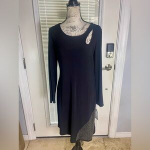 Joseph Ribkoff Black Rhinestone Cut Out Asymetrical Tunic Dress Sz 12